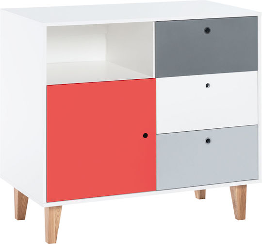 Kids Chest of Drawers White with 3 Drawers 103x55x96.5cm
