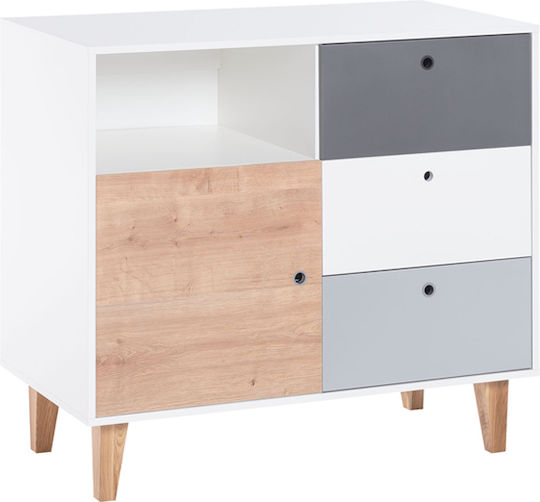 Kinderkommode Weiß mit 3 Schubladen 103x55x96,5cm