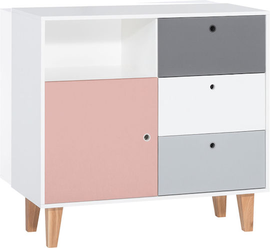Kids Chest of Drawers White with 3 Drawers 103x55x96.5cm
