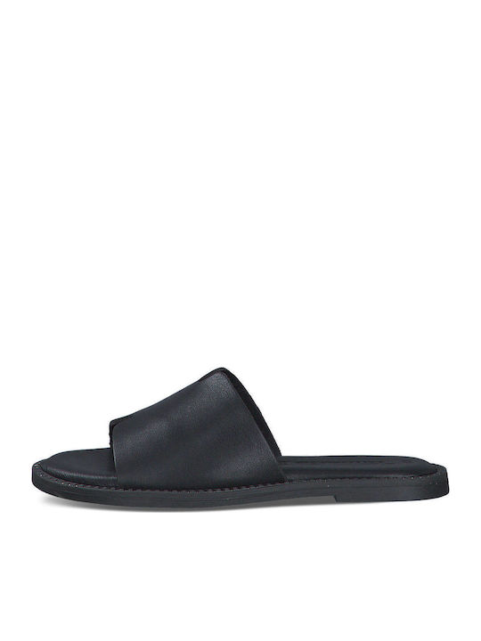 Leather Women's Flat Sandals in Black Color