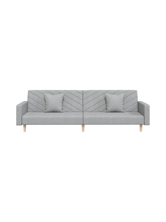 Canapea Cu Două Locuri Pat Gri Deschis Cu Perne Decorative 220x100x69cm