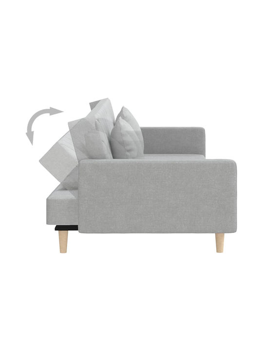 Canapea Cu Două Locuri Pat Gri Deschis Cu Perne Decorative 220x100x69cm
