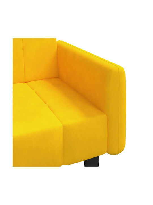 Двуместен Диван Спалня Кадифе Жълт 220x84.5x69см.