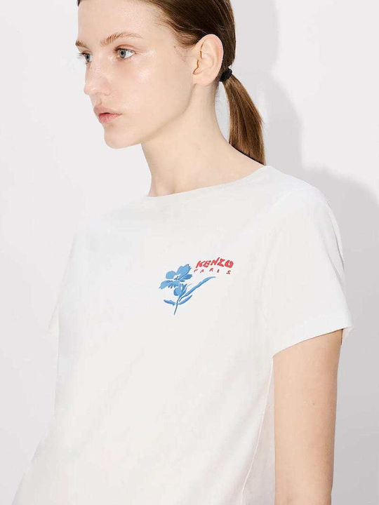 Drawn Flowers Γυναικείο T-shirt Floral Λευκό