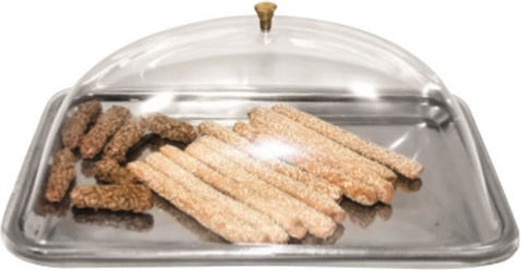 Stainless Steel Rectangular Serving Tray with Handles in Silver Color 40.2x28x2cm RT-40 1pcs