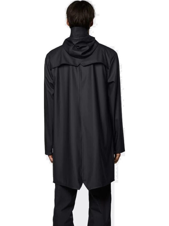 Women's Long Lifestyle Jacket Waterproof and Windproof for Spring or Autumn with Hood Black