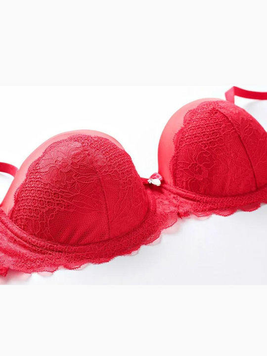Chicret Essentials Spitzen Unterwäsche-Set für Damen BH mit Schlupf Rot