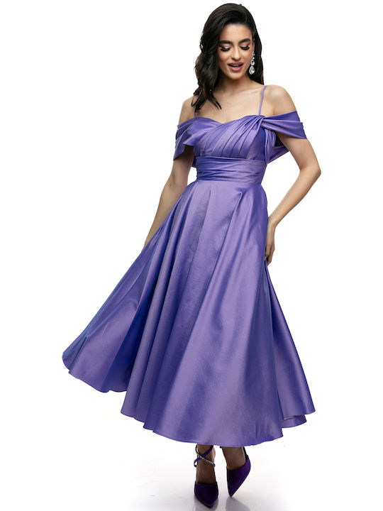 RichgirlBoudoir Rochii de vară pentru femei Midi Rochie Satin Violet