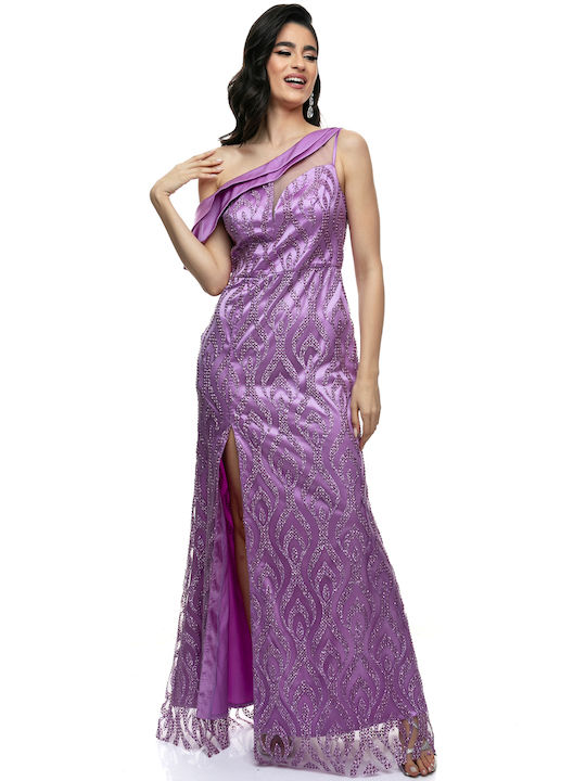 RichgirlBoudoir Maxi Evening Dress Slip Dress with Slit Lilac