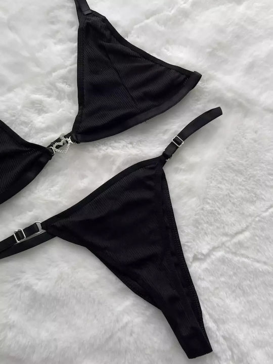 Fantasy Lingerie Unterwäsche-Set für Damen Bralette mit Zeichenfolge Black