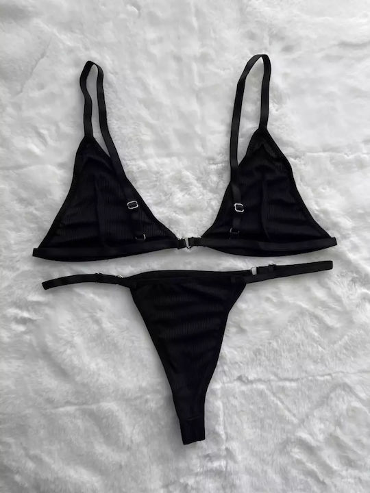 Fantasy Lingerie Unterwäsche-Set für Damen Bralette mit Zeichenfolge Black