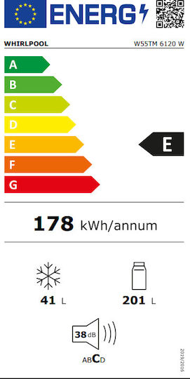 Whirlpool Ψυγείο Δίπορτο 242lt Υ160xΠ54xΒ54.5εκ. Λευκό W55TM 6120 W