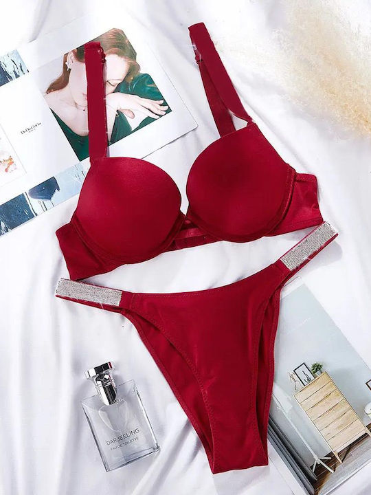 Chicret Essentials Underwear Set with Bra & Brazil Red