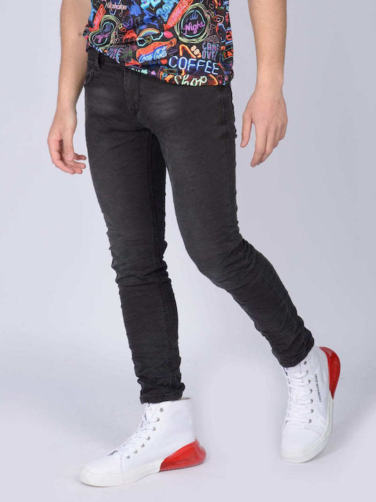 Pantaloni Jeans pentru Bărbați Elastic cu Croială Skinny Negru