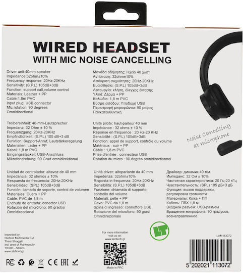 Lamtech On Ear Căști Multimedia cu microfon și conexiune USB-A LAM113072