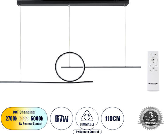 GloboStar LED Deckenleuchte Schwarz 110x4.5x34cm