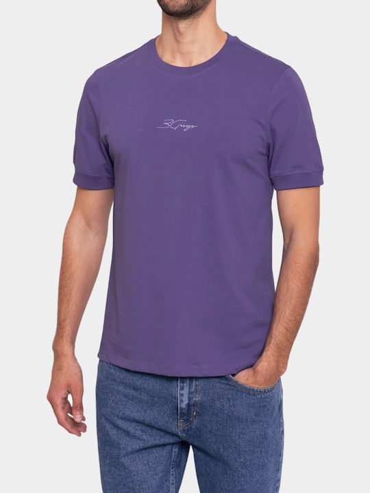 3Guys Men's Short Sleeve T-shirt Purple