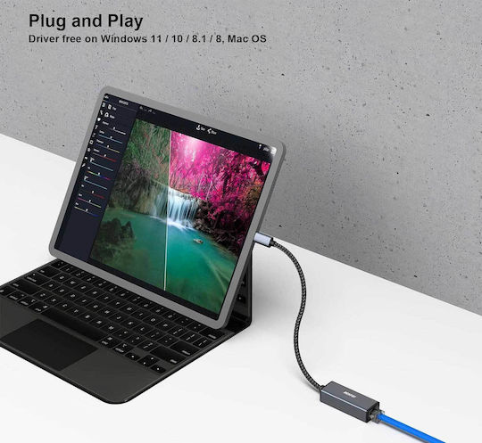 Benfei 269 Конвертор USB-C мъжки към RJ-45 женски Сив 1 брой
