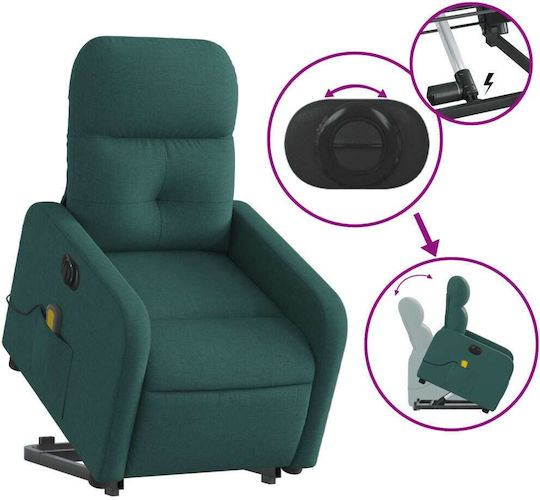 Πολυθρόνα Relax Massage με Υποπόδιο Πράσινη 66x89x96cm