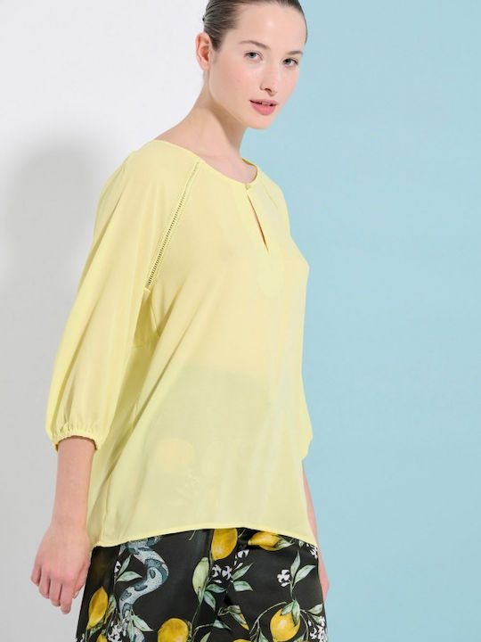Matis Fashion Damen Sommer Bluse mit 3/4 Ärmel Grün
