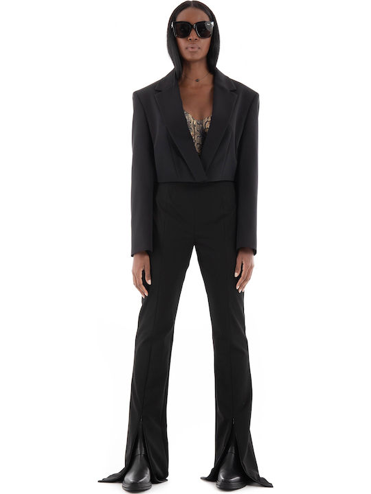 Halice Women's Fabric Trousers Regular Fit Black