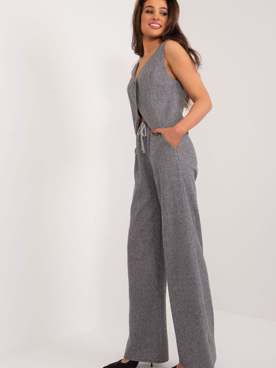 Lakerta Damen Baumwolle Hose in Gerader Linie Gray