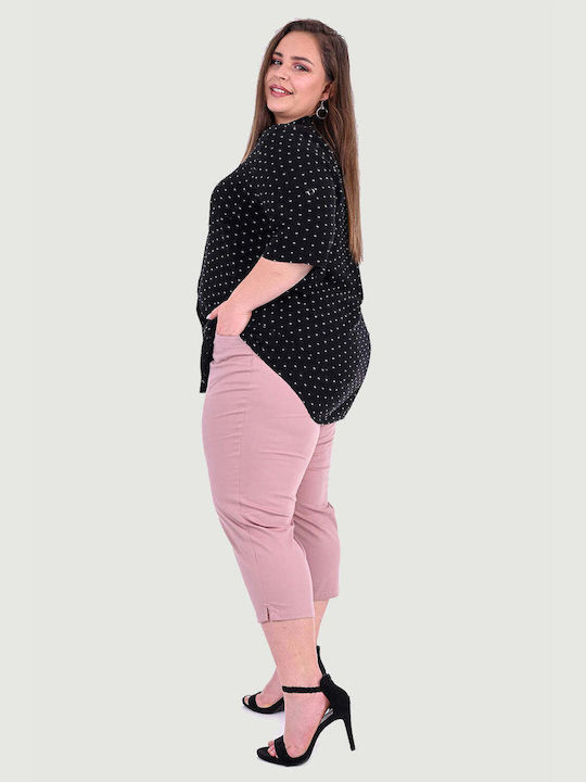 Bubble Chic Femei Bumbac Capri Pantaloni Roz