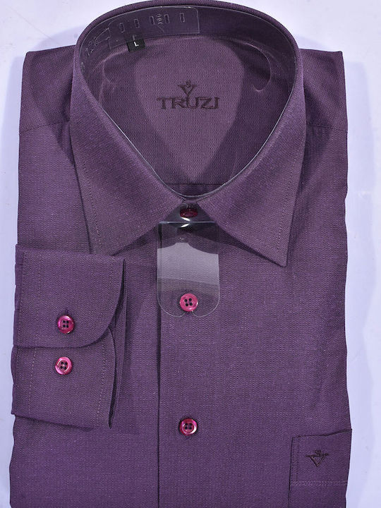 Truzi Men's Shirt Long Sleeve Purple