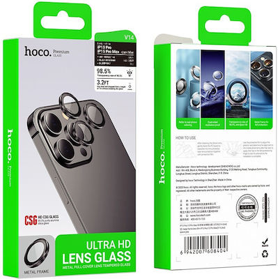 Hoco Protecție Cameră Cadru metalic Gray pentru iPhone 15 Pro / 15 Pro Max 40468