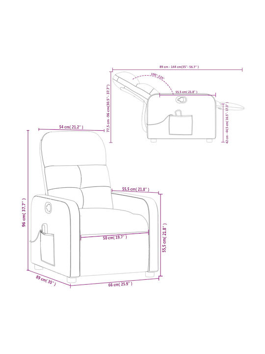 Relaxsessel Friseurwaschbecken mit Fußhocker Burgundisch 66x89x96cm