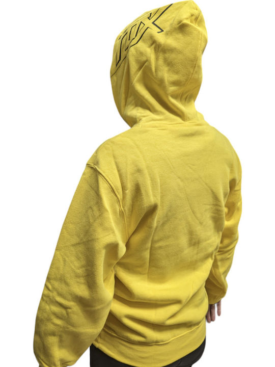 Fleece Παιδικό Φούτερ με Κουκούλα και Τσέπες Κίτρινο Moonlight