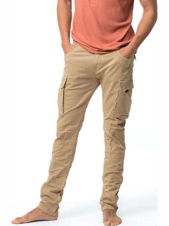 Pantaloni Elastic cu Croială Slim Beige