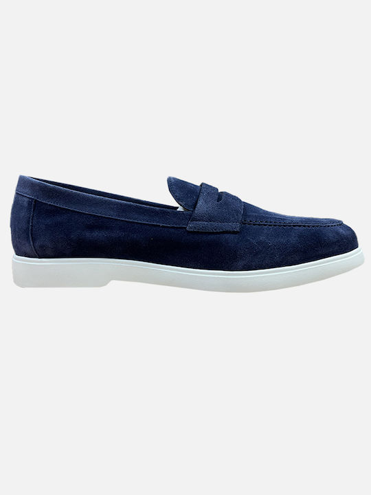 Juan Lacarcel Calce Men's Piele Mocasini Albastru