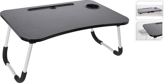 Excellent Houseware Metal Dreptunghiular Tavă de Pat cu Mânere în Culoare Negru 60x40x28cm 1buc