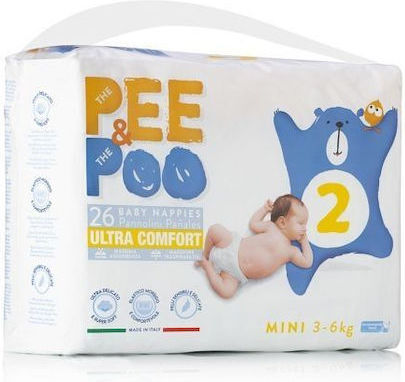 Pee&Poo Πάνες με Αυτοκόλλητο Mini No. 2 για 3-6kg 26τμχ