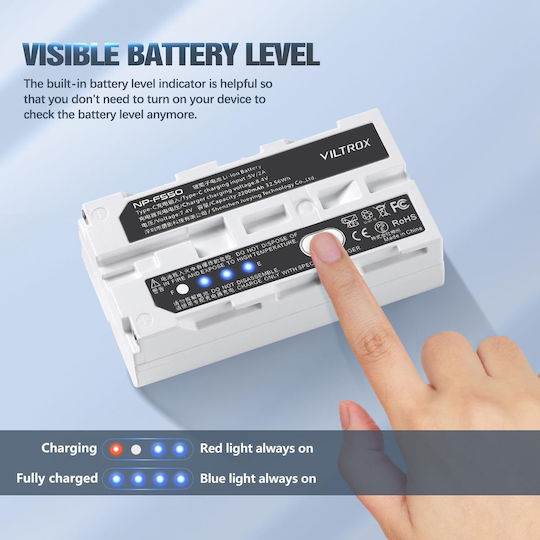 Viltrox Батерия за фотоапарат NP-F550 2200mAh Съвместима с Sony