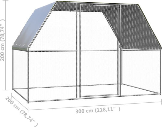 vidaXL Geflügelstall aus verzinktem Stahl L3 x B2 x H2m.