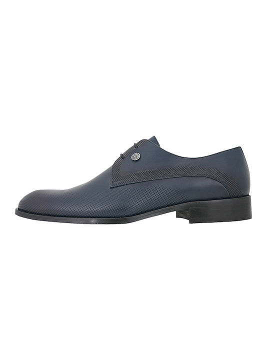 GK Uomo Men's Leather Casual Shoes Blue