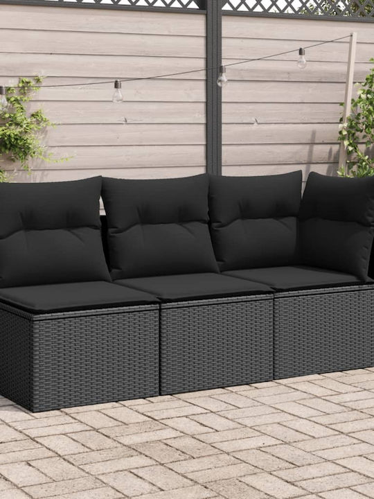 Three-Seater Outdoor Rattan Sofa with Chest and 55x55cm Cushions