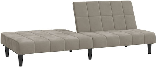 Doppelsitzer Sofa Bett Samt Hell Grau 200x84.5x69cm