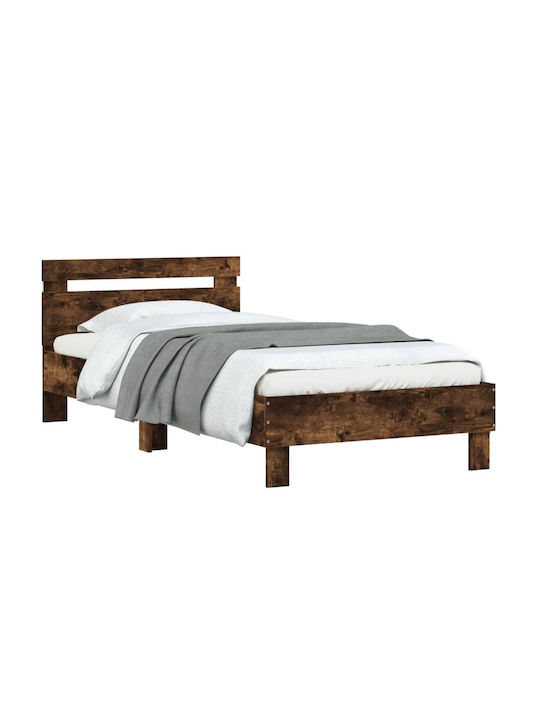 Wooden Single Bed Gray with Slats for Mattress 100x200cm