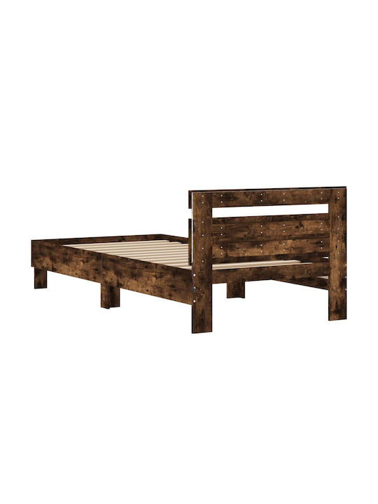Wooden Single Bed Gray with Slats for Mattress 100x200cm