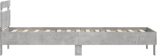 Einzelbett aus Holz in Betongrau mit Lattenrost für Matratze 100x200 cm