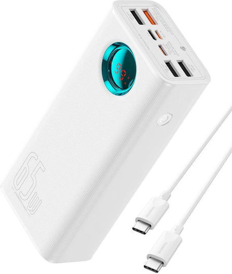 Baseus Amblight Power Bank 26800mAh 65W с 4 USB-A порта и 3 USB-C порта Бял
