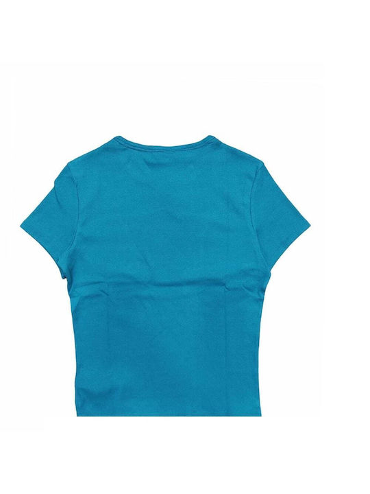Tommy Hilfiger Damen Crop T-Shirt Petrol Blue