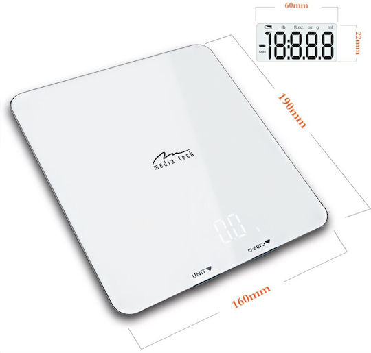 Media-Tech Digital Kitchen Scale Up To 5kg White
