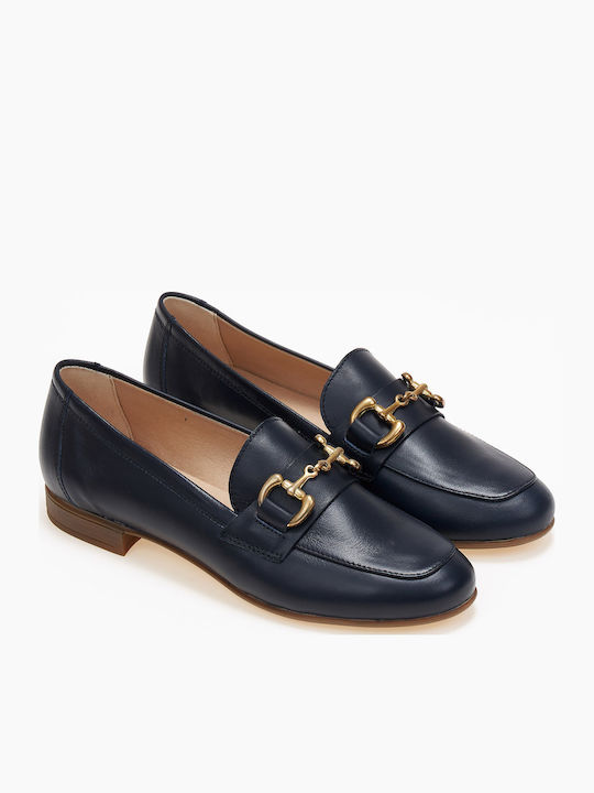 Δερμάτινα Γυναικεία Loafers σε Navy Μπλε Χρώμα