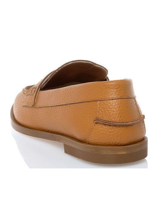 Leder Damen Mokassins in Tabac Braun Farbe