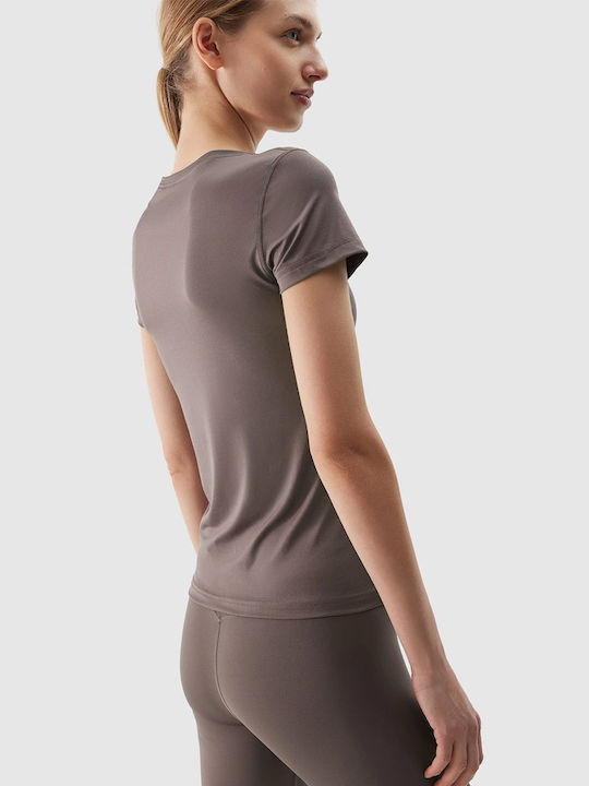 4F Damen Sport T-Shirt Braun