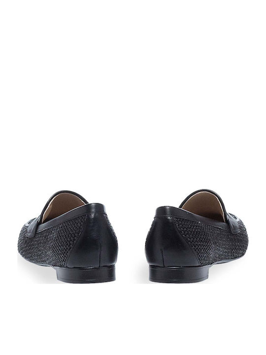 Leder Damen Loafers in Schwarz Farbe